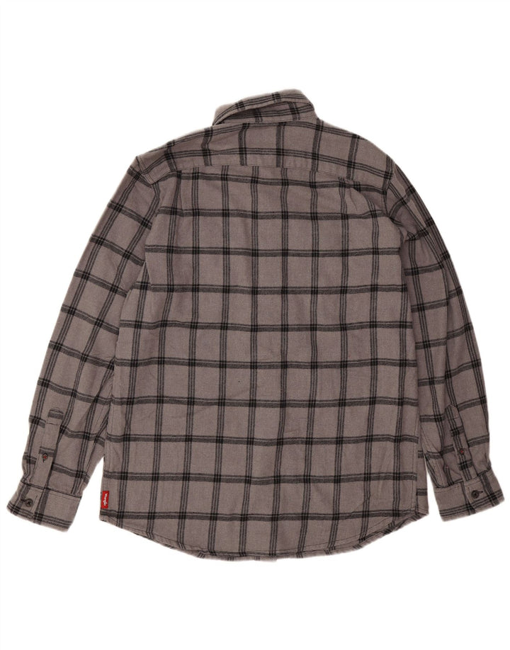 Wrangler Herren-Flanellhemd aus mittelgrau karierter Baumwolle