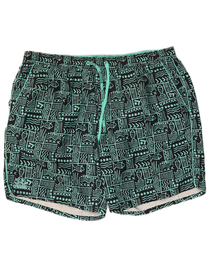 Sundek Herren-Badeshorts XL, schwarzes geometrisches Polyester
