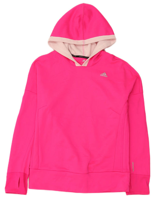 Adidas Damen Climawarm Hoodie Pullover UK 16/18 Large Rosa Polyester