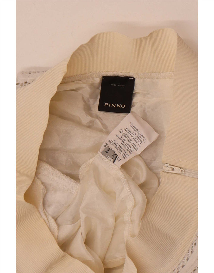 Pinko Damen A-Linien-Rock UK 12 Medium W30 Weiß Polyester