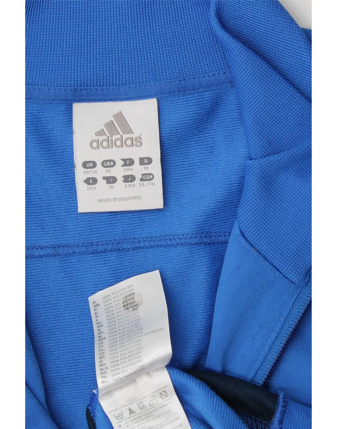 Adidas Herren-Trainingsanzug-Oberteiljacke UK 48/50 XL Blaues Colourblock-Polyester