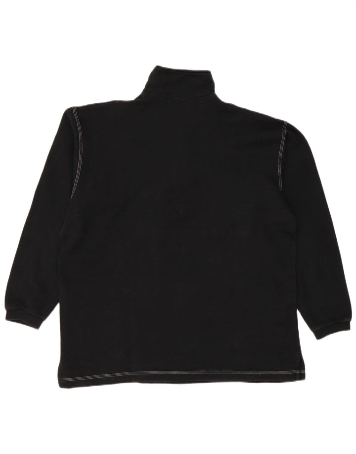 CHAMPION Herren-Sweatshirt mit Reißverschluss am Hals, groß, aus schwarzer Baumwolle