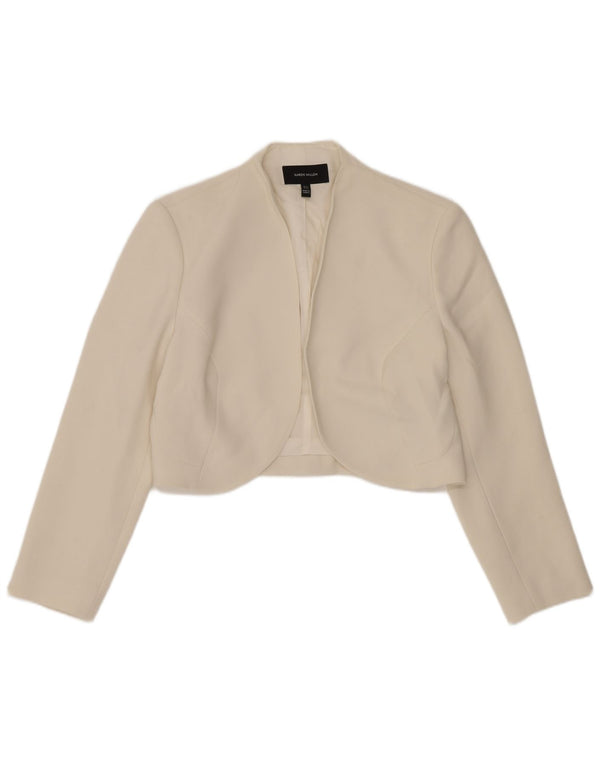 Karen Millen Womens Open Bolero Jacke UK 10 Small Weiß Acetat