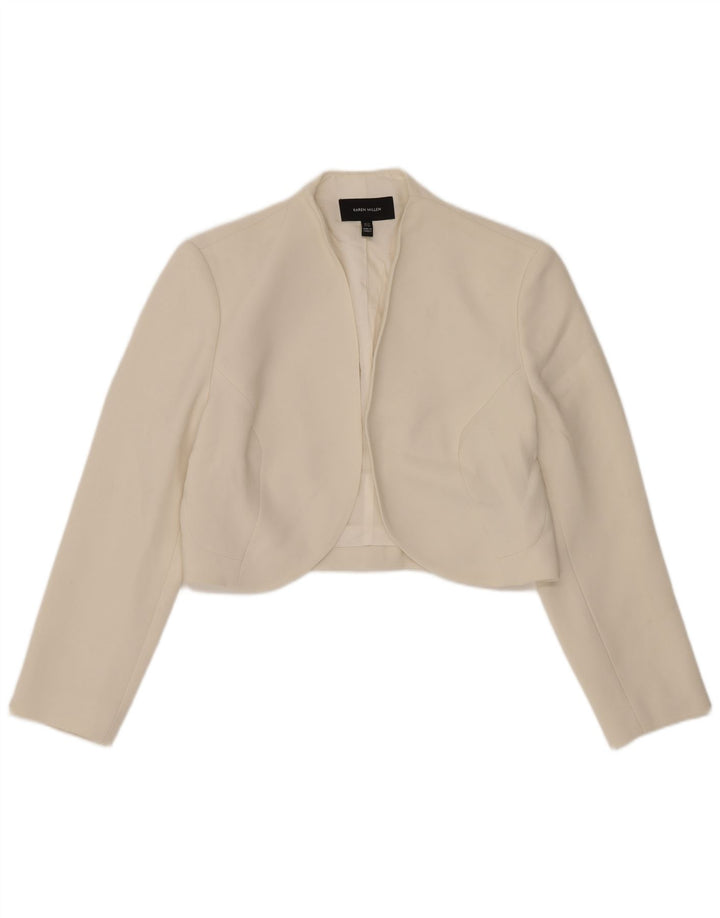 Karen Millen Womens Open Bolero Jacke UK 10 Small Weiß Acetat