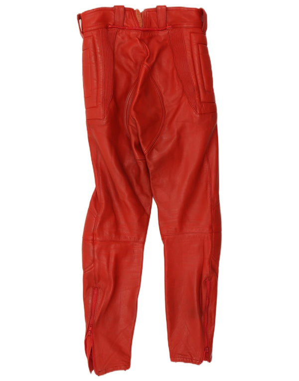 Vintage Herren Moto Racer Lederhose IT 48 Medium W30 L29 Rotes Leder