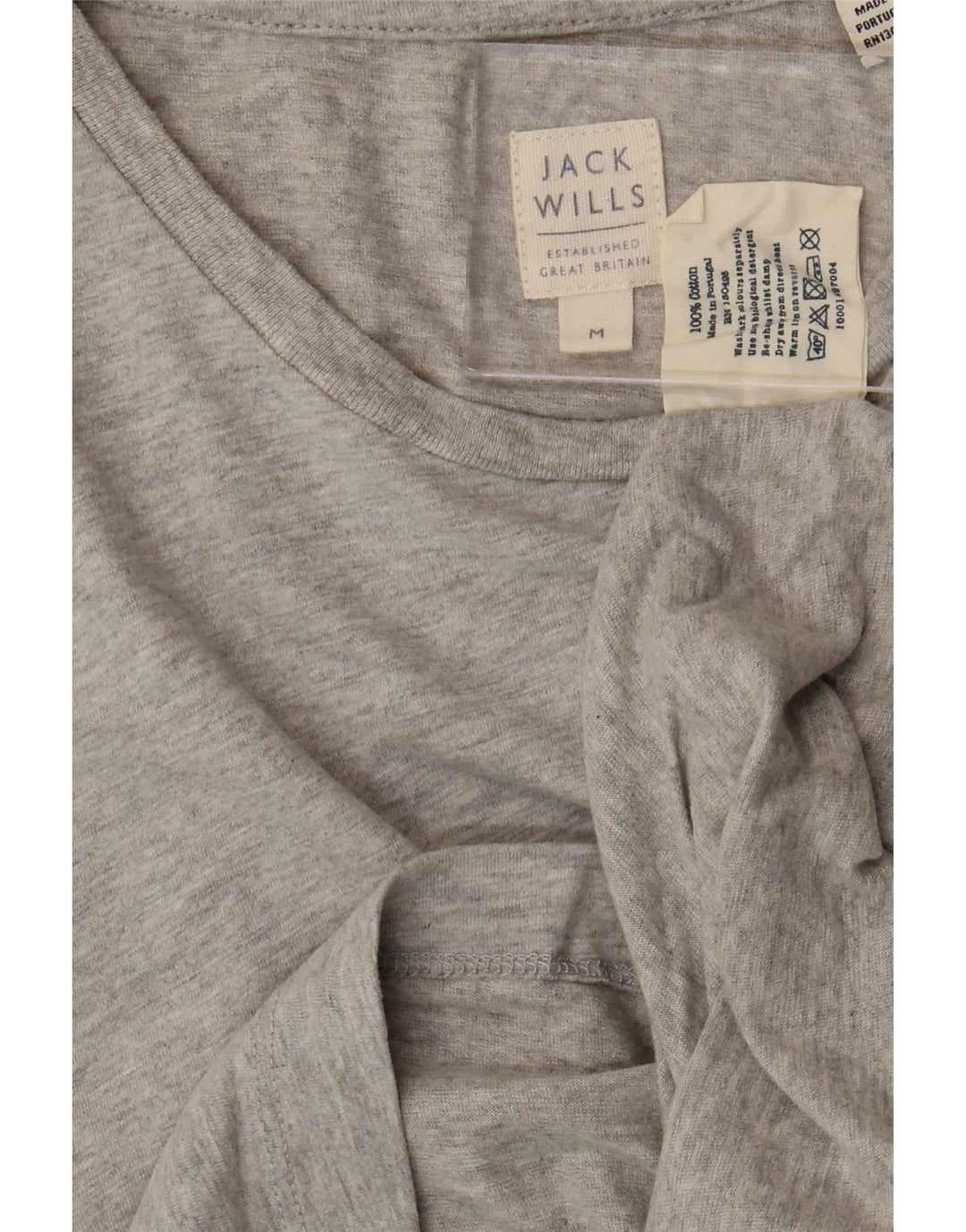 JACK WILLS Herren-Oberteil, langärmelig, mittelgraue Baumwolle