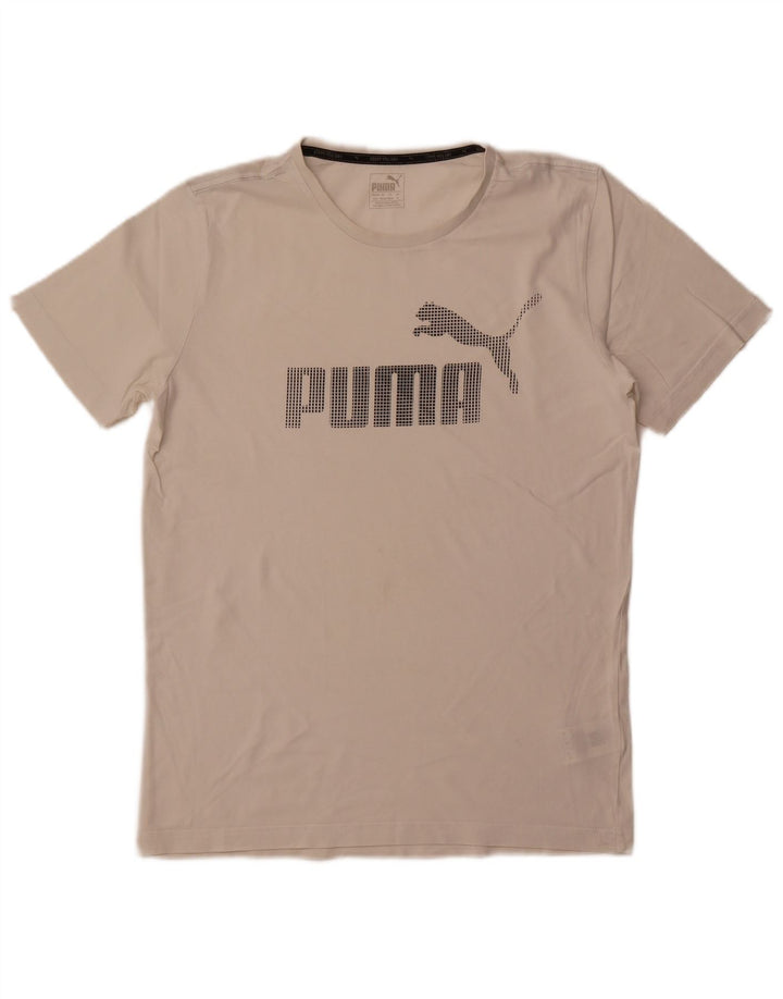 Puma Herren Grafik-T-Shirt-Oberteil aus mittelweißer Baumwolle