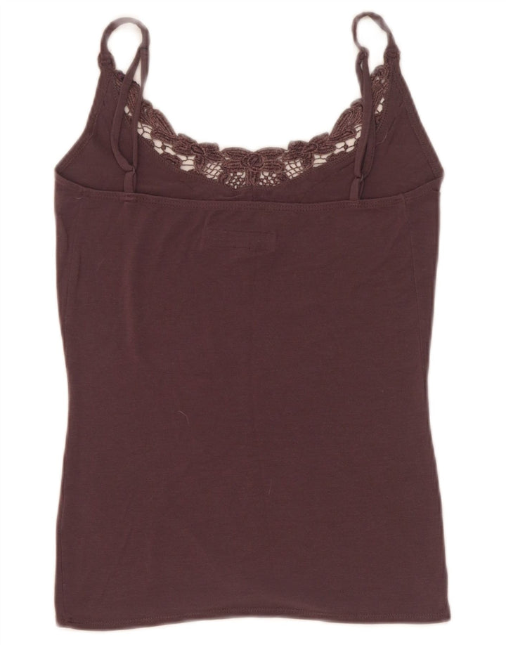 Vintage Damen Cami Top UK 4 XS Maroon Modal