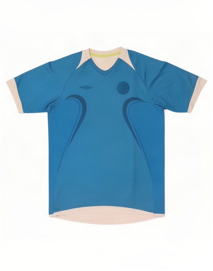 Umbro Herren-T-Shirt-Oberteil aus mittelblauem Colourblock-Polyester