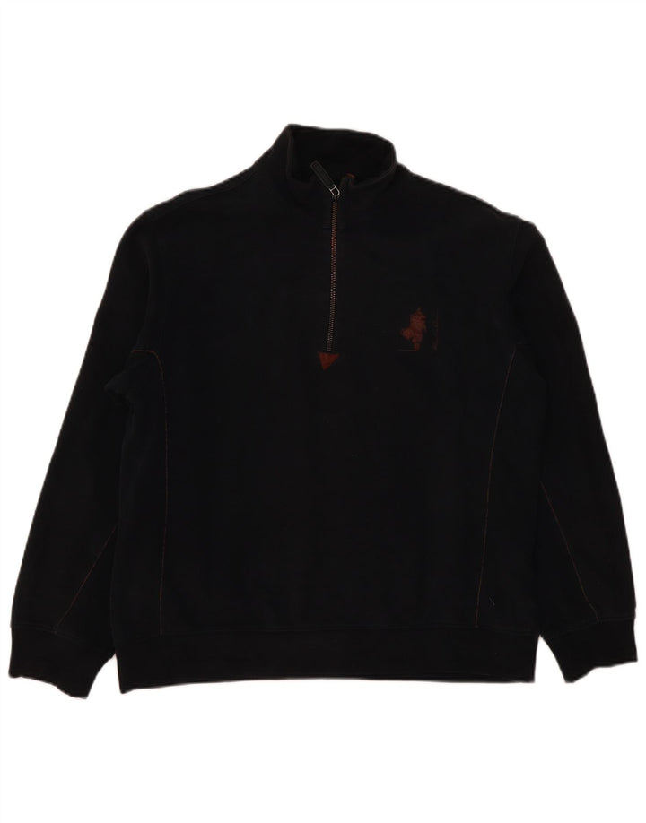 Marlboro Classics Damen-Sweatshirt mit Reißverschluss am Hals, Gr. 40, Größe L, Schwarz