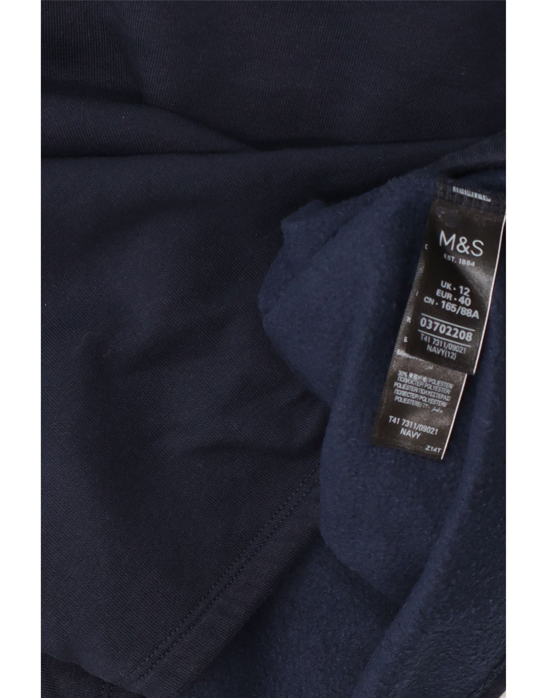 Marks & Spencer Damen-Sweatshirt-Pullover UK 12 Mittelmarineblaue Baumwolle