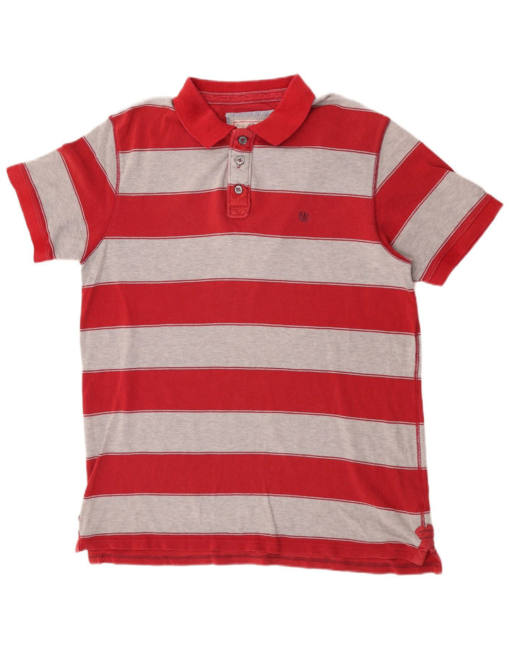 Fat Face Herren-Poloshirt XL, rot gestreift, Baumwolle