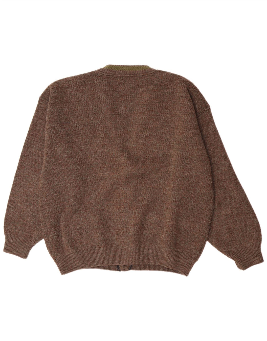 Vintage Herren-Cardigan-Pullover, groß, braun gefleckt