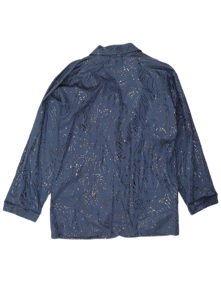 Vintage Damen Übergroße Utility-Jacke EU 40 Mittelblauer Tierdruck
