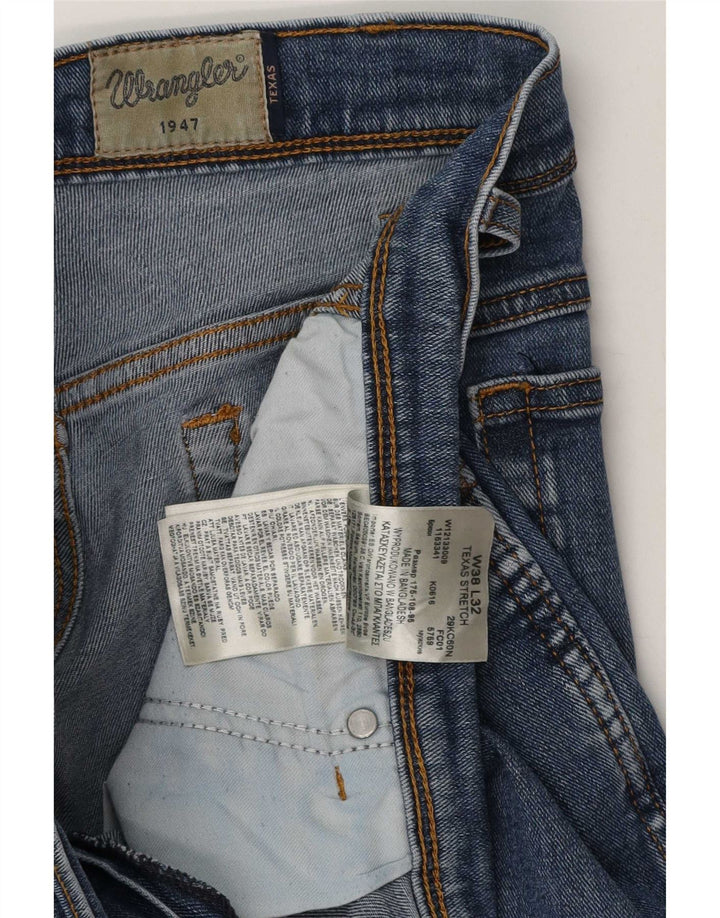 Wrangler Herren Texas Stretch Straight Jeans W38 L32 Blaue Baumwolle