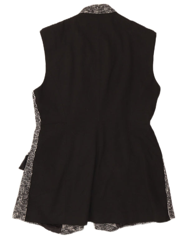 Karen Millen Damen Longline Weste UK 16 Large Schwarze Hahnentrittwolle