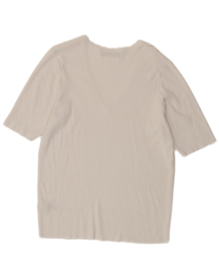 Marks & Spencer Damen T-Shirt Top UK 14 Large Weiße Viskose