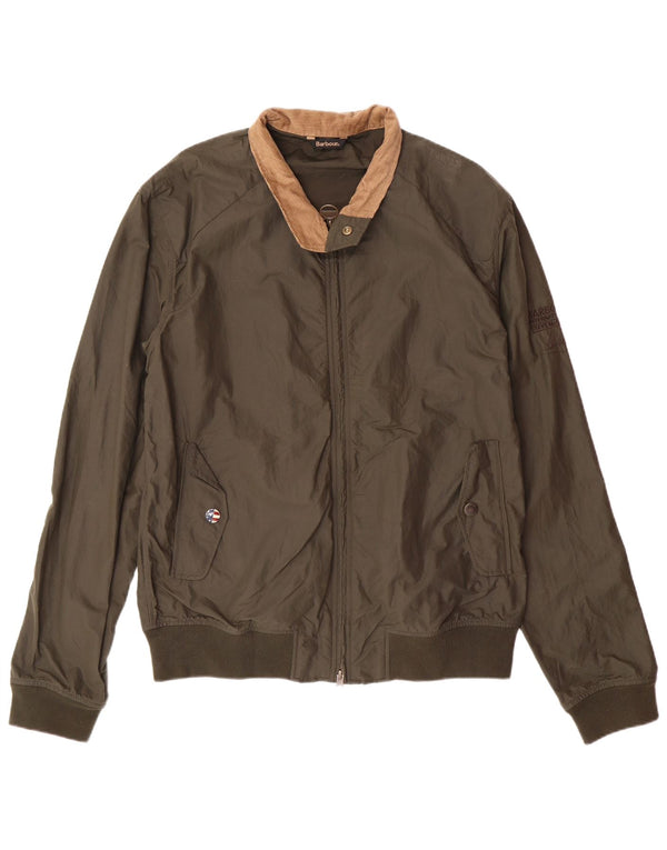 BARBOUR Herren Bomberjacke UK 40 Large Khaki Polyamid