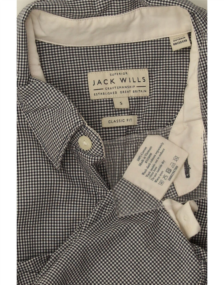 Jack Wills Herren-Hemd mit klassischer Passform, Größe S, Schwarz, Gingham-Baumwolle