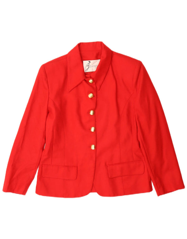 Vintage Damen 5-Knopf-Blazerjacke IT 44 Medium Red Wool Classic