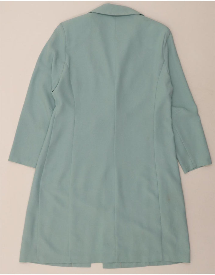 VINTAGE Womens Longline 1 Button Blazer Jacket UK 14 Medium Blue Polyester Vintage Vintage and Second-Hand Vintage from Messina Hembry 