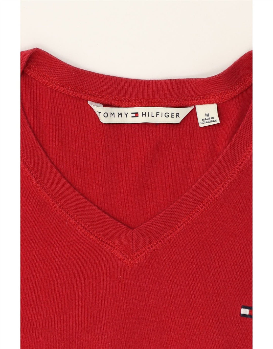 TOMMY HILFIGER Womens Top Long Sleeve UK 12 Medium Red Vintage Tommy Hilfiger and Second-Hand Tommy Hilfiger from Messina Hembry 