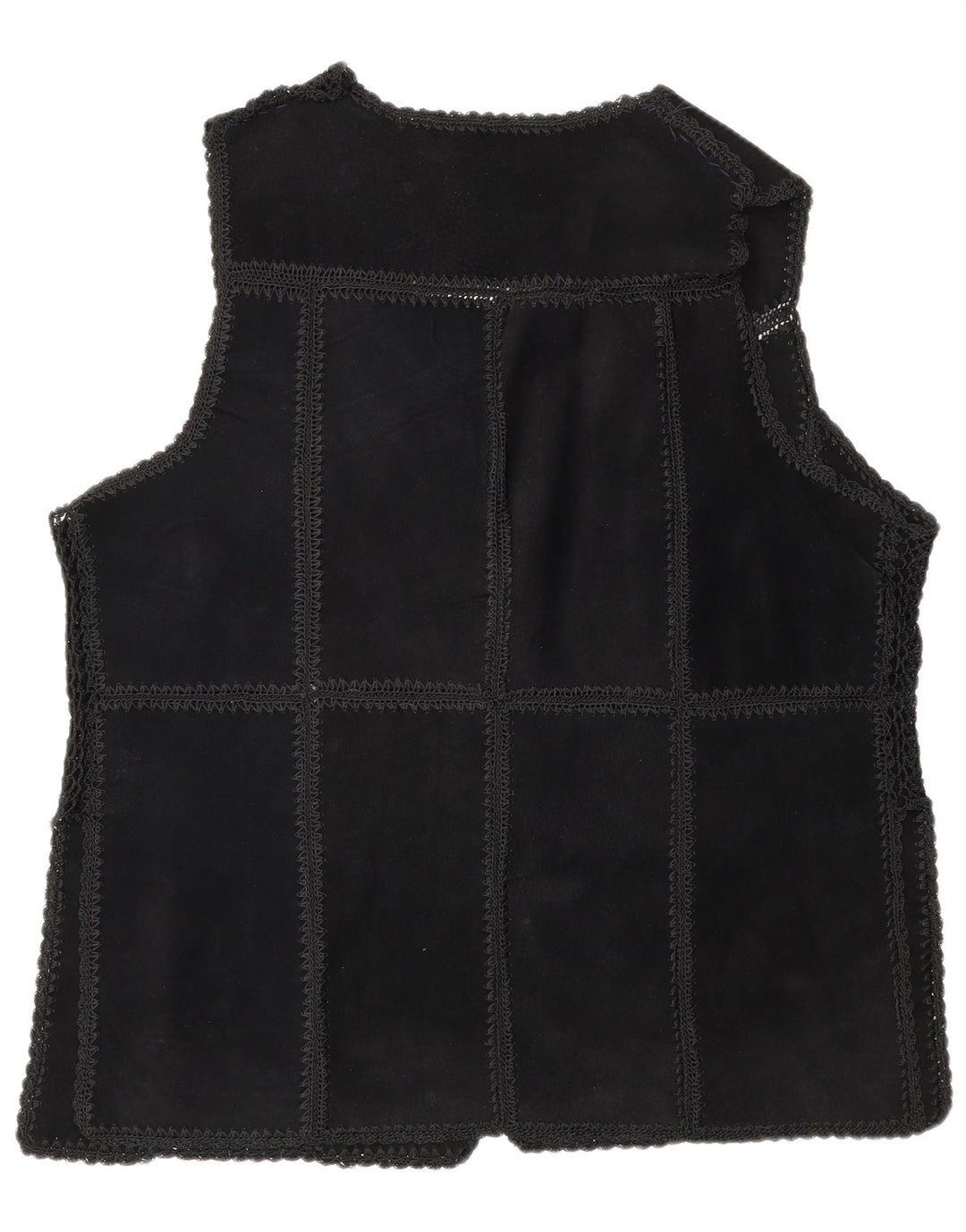 Vintage Damen Wildleder Gilet UK 16 Großes schwarzes Patchwork