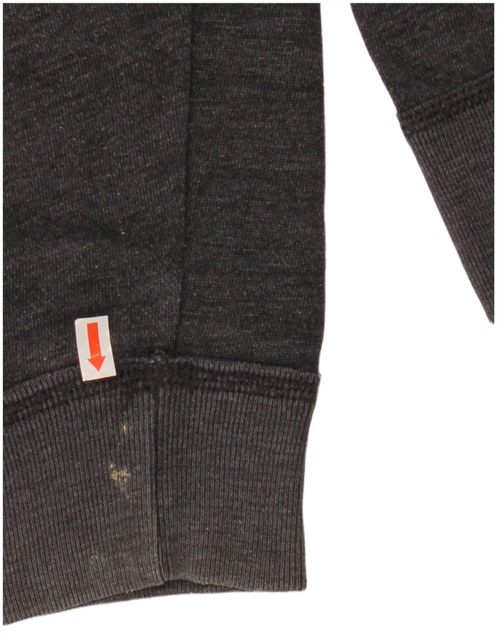 HOLLISTER Herren-Kapuzenpullover mit grafischem Reißverschluss, mittelgraue Baumwolle