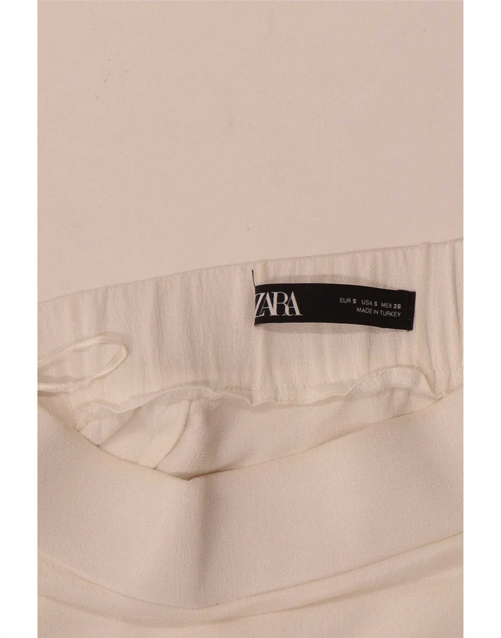 Zara Damen Midirock mit hoher Taille, Größe S, W26, Weiß