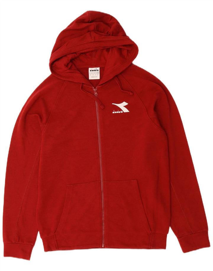 DIADORA Herren-Kapuzenpullover mit Reißverschluss, klein, rote Baumwolle