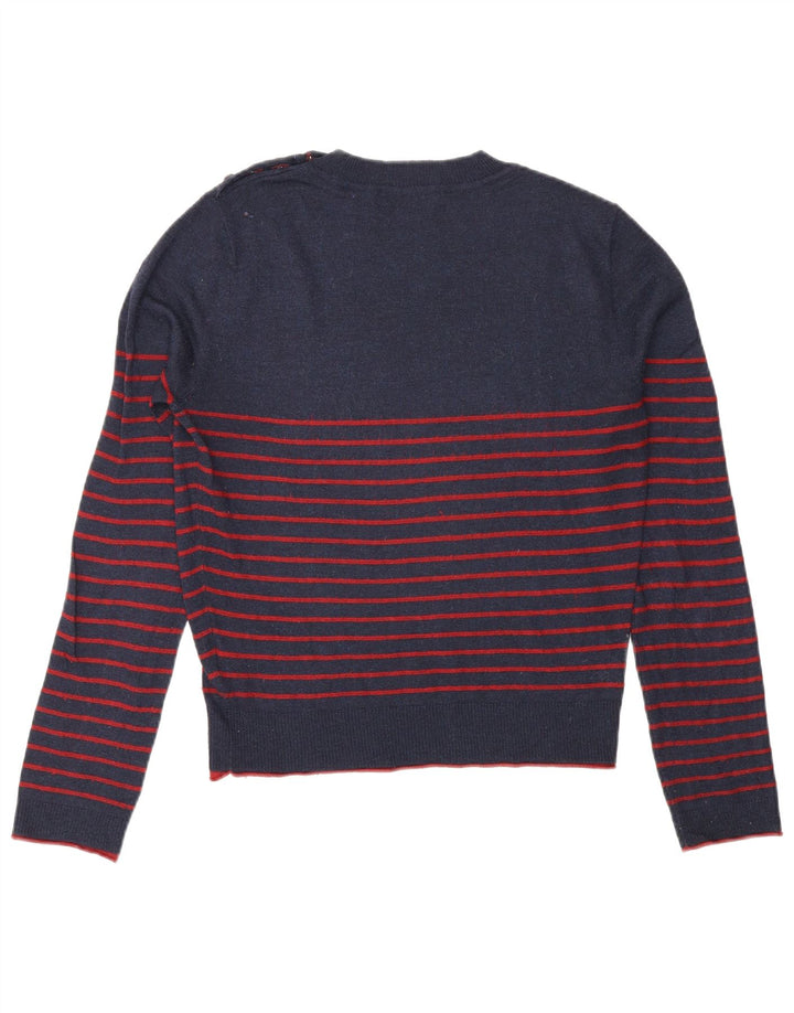Zara Damen-Pullover mit Rundhalsausschnitt, Gr. 14, mittelmarineblau gestreift