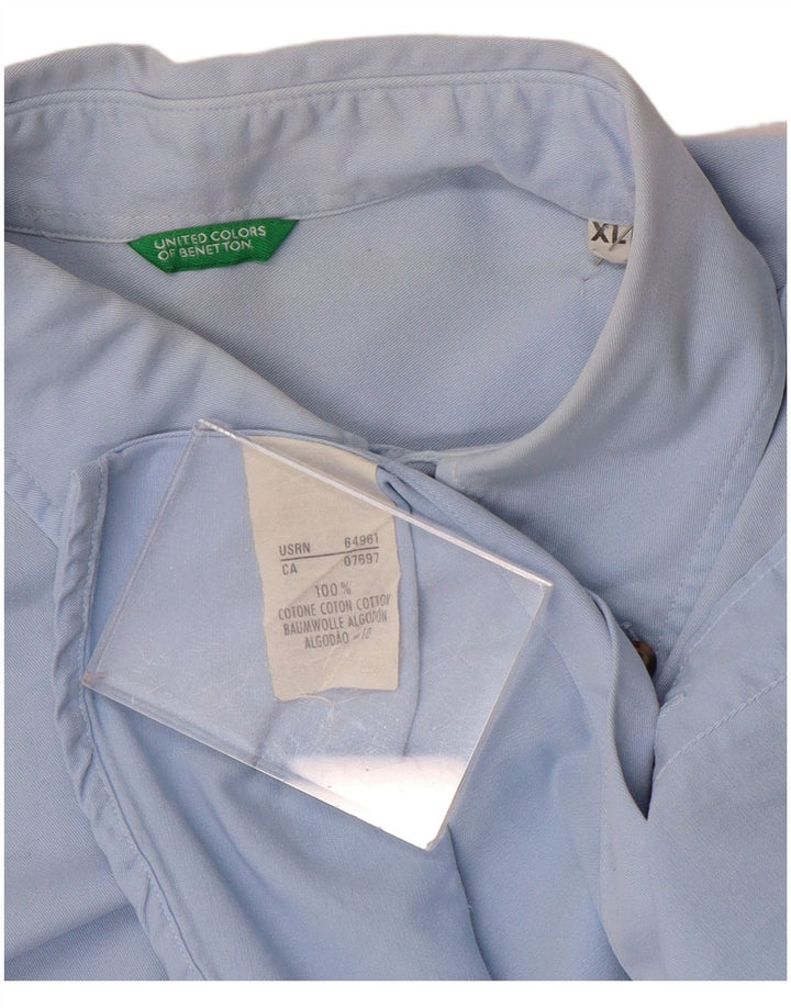 Benetton Herrenhemd XL, blaue Baumwolle