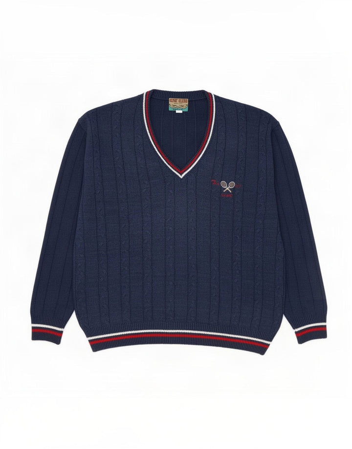 F.LLI Campagnolo Herren-Pullover mit V-Ausschnitt IT 50 Medium Navy Blue