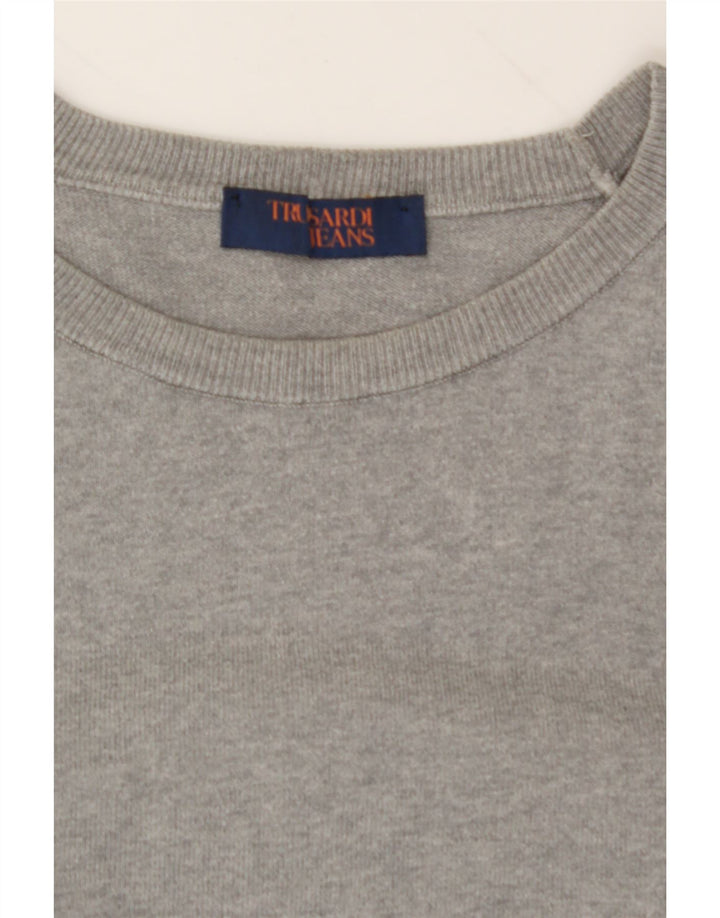 TRUSSARDI Mens Boat Neck Jumper Sweater Medium Grey Vintage Trussardi and Second-Hand Trussardi from Messina Hembry 