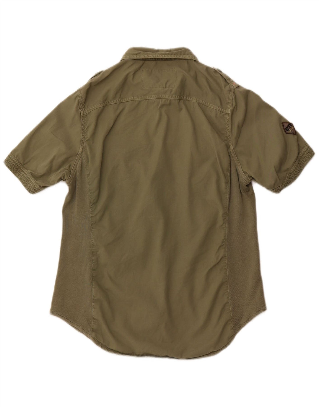 SUPERDRY Kurzarm-Militärhemd für Damen, UK 14, Größe L, Khaki, Baumwolle