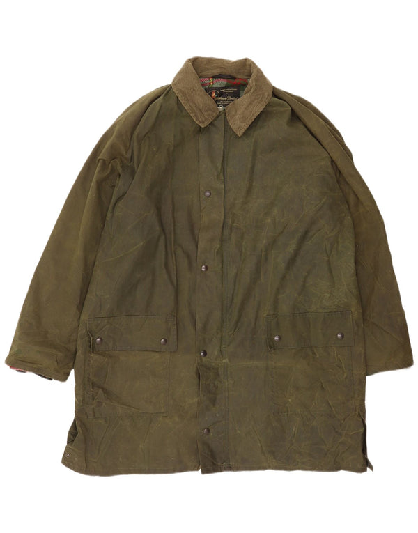 Vintage Herren Country Wear gewachster Baumwollmantel UK 42 XL Khaki