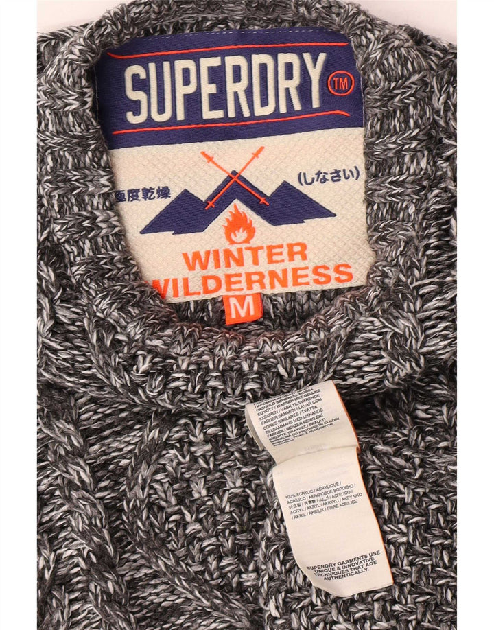Superdry Herren-Pullover mit Rundhalsausschnitt, mittelgrau meliert, Acryl, Winter