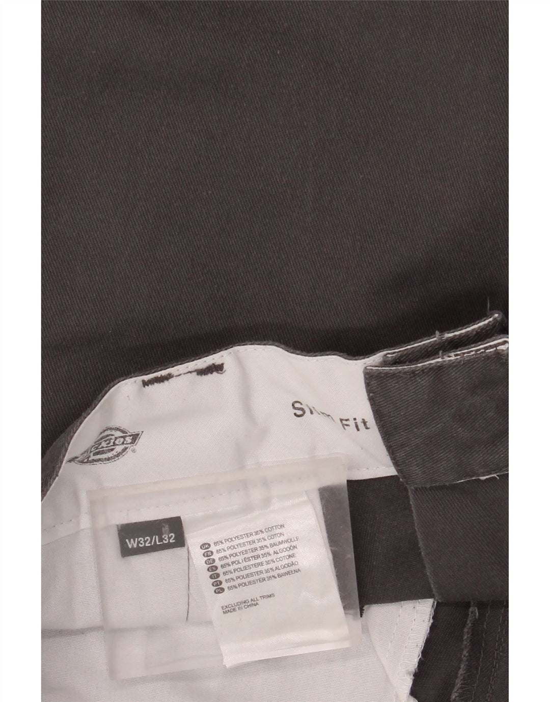 DICKIES Herren Slim Fit Chinohose W32 L32 Grau Polyester