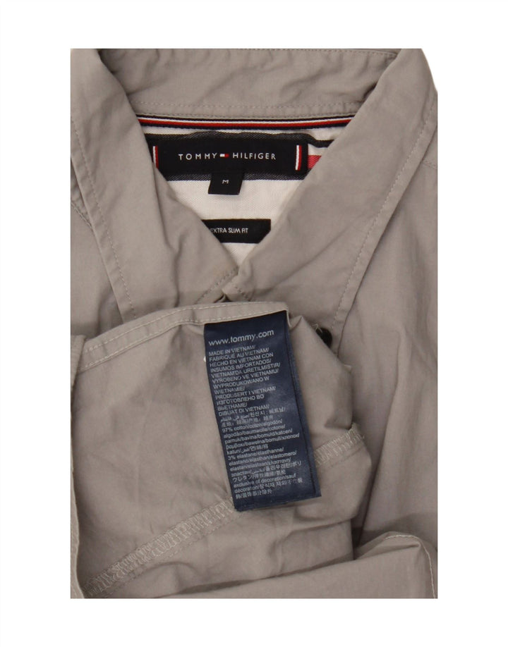 Tommy Hilfiger Herren-Hemd mit extra schmaler Passform, mittelgraue Baumwolle