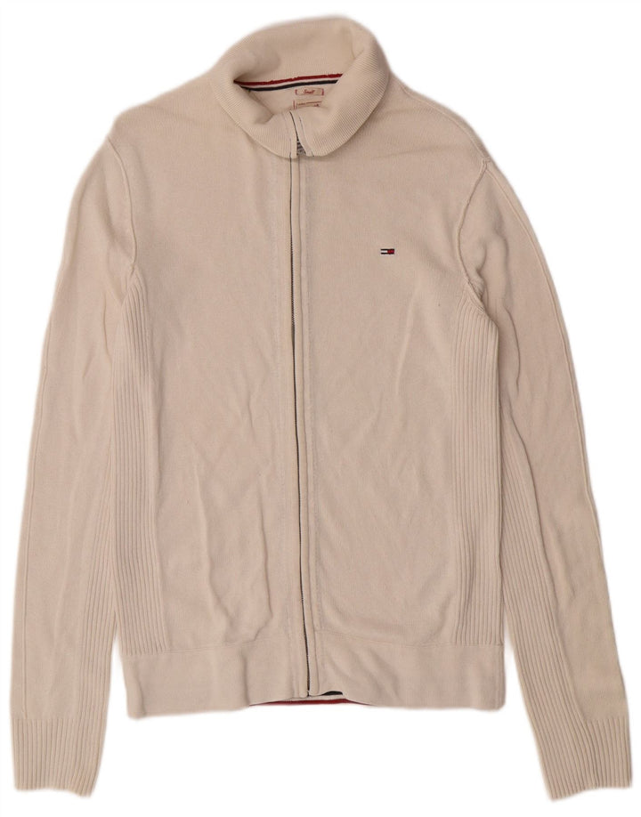 Tommy Hilfiger Herren-Cardigan, Größe S, cremefarbene Baumwolle