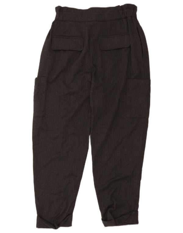 Zara Damen Cargo-Cropped-Hose mit hoher Taille, EU 40, Mittel W30 L23, Grau