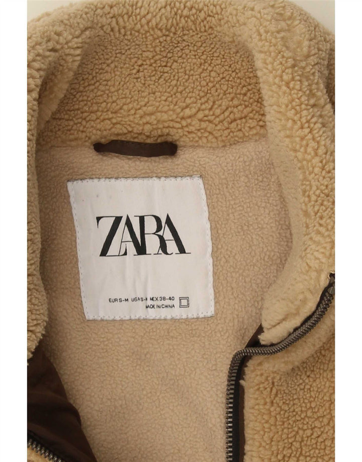 Zara Herren Fleecejacke UK 38 Medium Beige Polyester