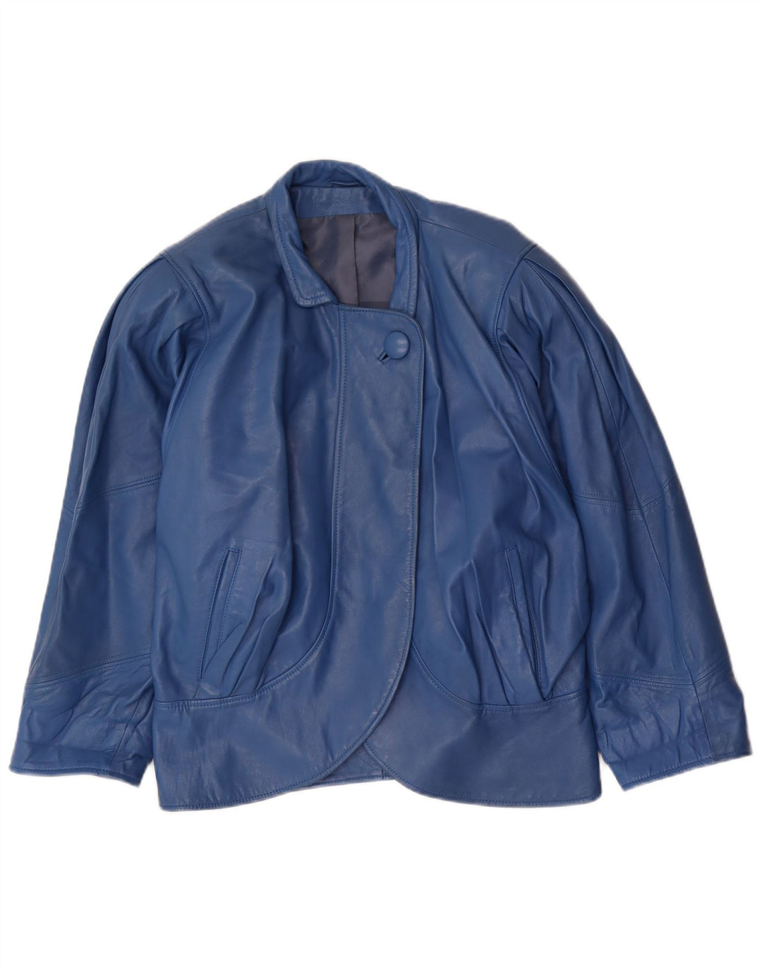 Vintage Damen Übergroße Lederjacke EU 34 XS Blau