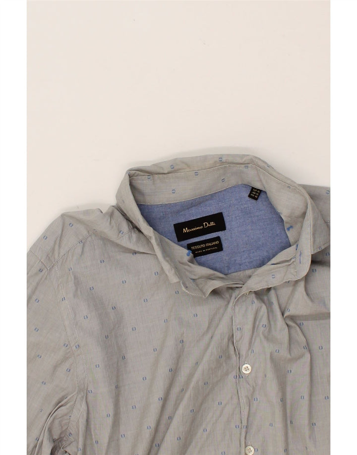 MASSIMO DUTTI Mens Shirt XL Grey Spotted Vintage Massimo Dutti and Second-Hand Massimo Dutti from Messina Hembry 