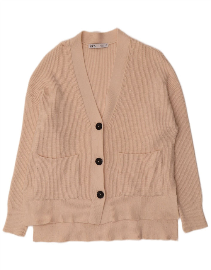 Zara Damen-Strickjacke in Übergröße, Gr. 10, Größe S, Beige