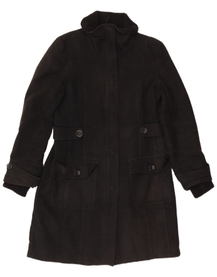 Oasis Damen-Windbreaker-Mantel UK 12 Mittelschwarze Baumwolle