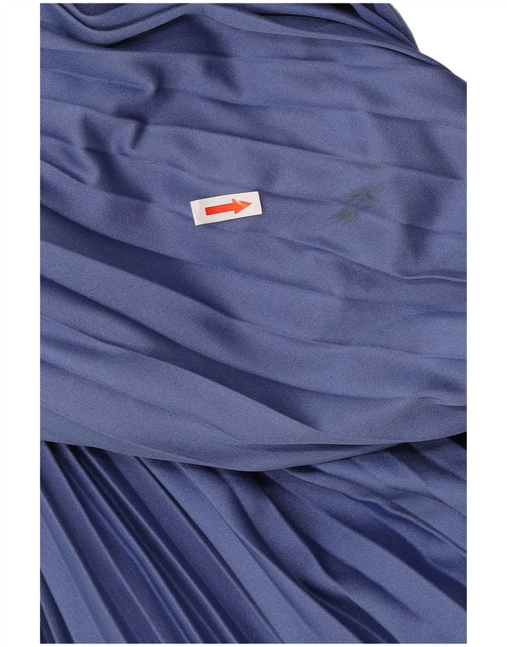 Vintage Damen Langarm Maxikleid UK 12 Mittelblau