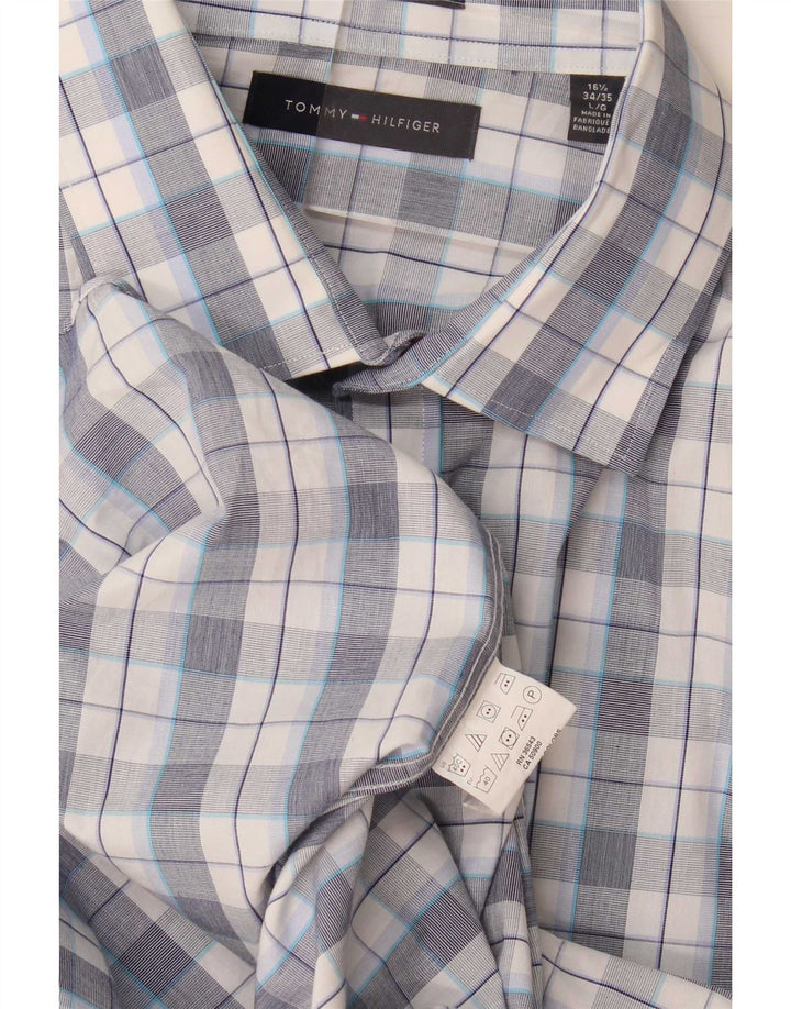 Tommy Hilfiger Herrenhemd, Größe 16 1/2, groß, blau kariert
