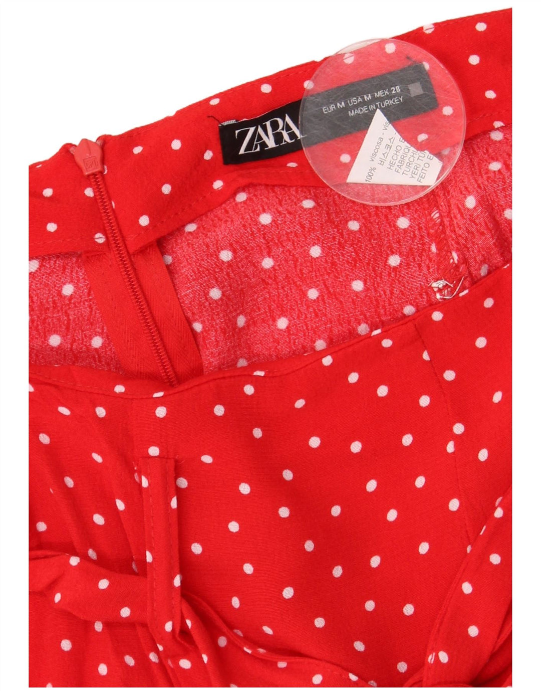 Zara Damen Minirock Medium W28 Rot gefleckte Viskose