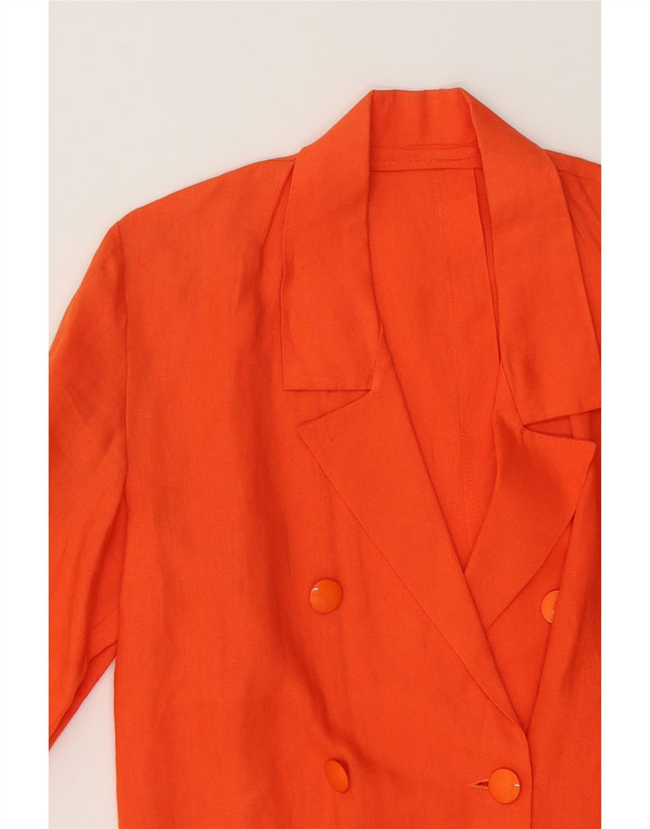 VINTAGE Womens Double Breasted Blazer Jacket UK 12 Medium Orange Vintage Vintage and Second-Hand Vintage from Messina Hembry 